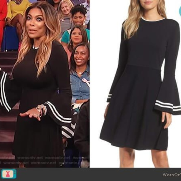 bell sleeve fit & flare dress